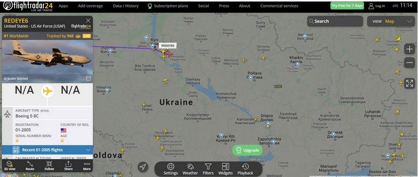 Над Украиной летает самолет боевого управления ВВС США - 1 - изображение