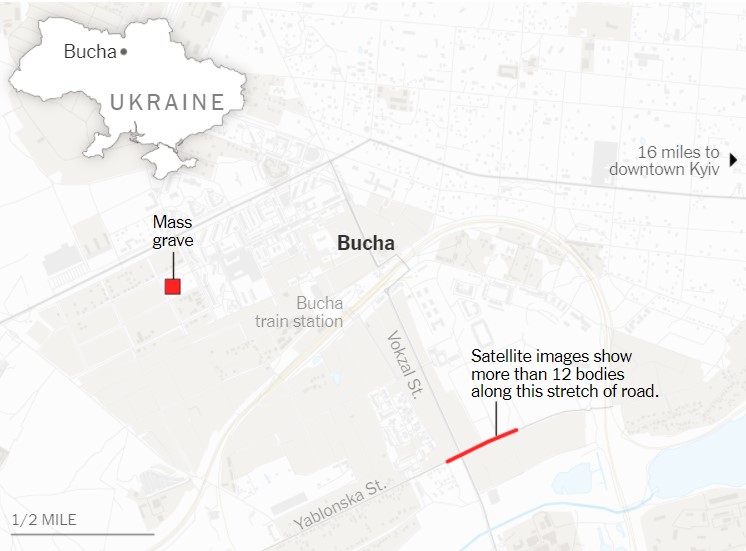 NYT: тела убитых на улицах Бучи появились до вывода оттуда войск РФ (фото спутника) - 2 - изображение
