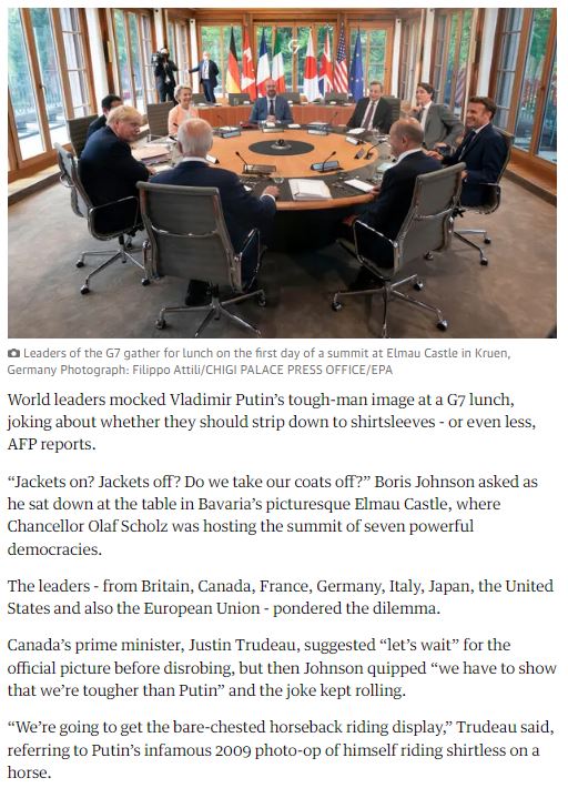 Во время саммита лидеры G7 вспомнили про голый торс Путина - 1 - изображение