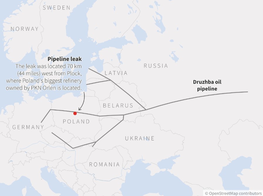 В Польше не считают диверсией утечку на нефтепроводе «Дружба» - 1 - изображение